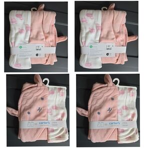 Carter's Pink Hooded Animal Face Towel & Printed Washcloth Set